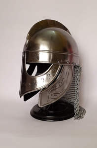 Casco con armadura de lobo vikingo Medieval de acero hecho a mano, acabado plateado con cota de malla y soporte, coleccionable de caballero para adultos - Product Image 3