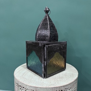 Artisan Design Moroccan Style Handmade Iron Lantern Decorative Candle Holder Color Glass Panels for Home Decoration <b>Easter</b> - Product Image 5