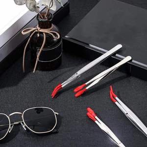 Ensemble de pinces de précision UBI en acier inoxydable avec revêtement en caoutchouc, 4 pièces, pointes dentelées pour les sourcils et les cils, manipulation sans rayures - Product Image 6