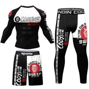 Premium <b>Compression</b> Rash Guard Set Unisex Athletic Gym Wear Breathable Quick Dry Long Sleeve <b>Shirt</b> Trousers UPF50+ Fitness - Product Image 1