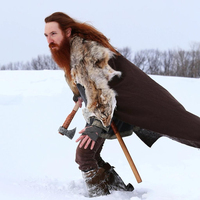 Hache à double lame Viking de qualité supérieure, forgée à la main, avec manche en bois de frêne gravé, lame en acier inoxydable gravée, tomahawk de camping