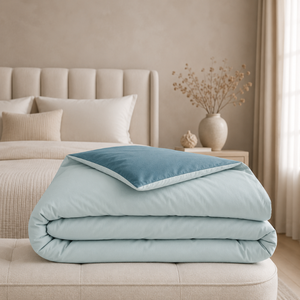 Lightweight 250 GSM Denim Sky Reversible Dual Tone Microfiber Comforter | Soft Everyday <b>Bedding</b> <b>Quilt</b> for Fresh Airy Bedroom Use - Product Image 3