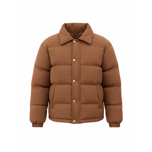 Veste matelassée marron surdimensionnée pour homme, chaude pour l'hiver, avec fermeture à boutons-pression, épaisse et matelassée, style streetwear décontracté - Product Image 1