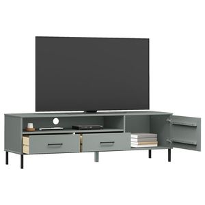 Mobile TV in Legno di Pino Massiccio e Metallo, 62,2 X 15,7 X 18,3 Pollici, Grigio, Supporto TV - Product Image 3