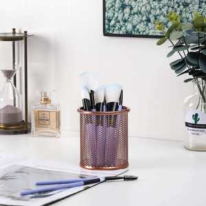 Rose Gold Metal Pencil Holder Desk Organizer for Office Supplies <b>Makeup</b> Brush Holder Stylish Pen Stand for Home Office Desk - Product Image 3