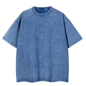 T-shirt délavé à l'acide pour hommes, style streetwear hip-hop, 100% coton, logo personnalisé, fabricant de vêtements en gros - Product Image 4