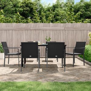 Set da pranzo da 7 pezzi in Poly Rattan e acciaio con cuscini eleganti mobili da esterno - Product Image 1