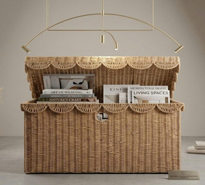 Lavihex Seagrass Storage Trunk Rectangle Modern Style Eco-Friendly Sundries Organizer <b>Bathroom</b> <b>Basket</b> Lid - Product Image 3