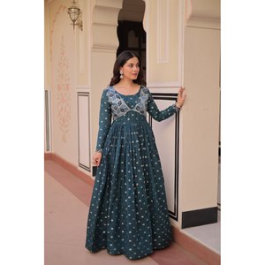 Hermoso vestido de trabajo tejido Jequard para ropa de fiesta india y pakistaní - Product Image 2