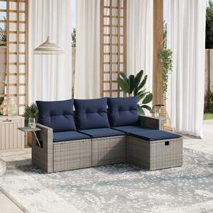 Set Divano da Esterno in Polyrattan Grigio con Cuscini - Arredamento Durevole per Patio - Product Image 3