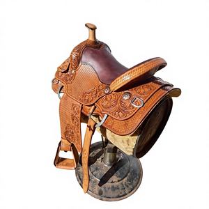 Accesorios para Caballos, Silla de Montar Ecuestre de Cuero Genuino, Silla Inglesa con Estructura de Madera, Asiento Cómodo Europeo/Australiano - Product Image 5