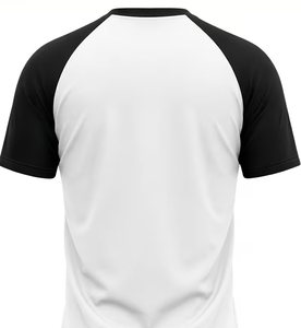 Men's Raglan Sleeve O Neck Solid Color Knitted Casual T-Shirt Regular Fit Breathable 180g 100% Cotton Black White - Product Image 2