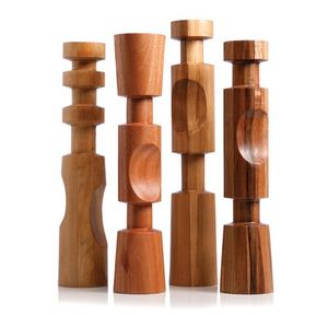 Support décoratif en bois pour bougies, élégant et fait main, idéal pour les célébrations saisonnières et les projets d'amélioration intérieure stylés - Product Image 2