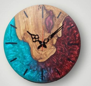 Stylish Epoxy Resin & Wooden <b>Wall</b> <b>Clock</b> For Gifting Homedecor <b>Modern</b> Artistic Polish Finished Time Piece For Restaurant Hotel - Product Image 2