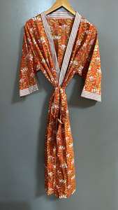 Boho Bridal Dressing Gown Floral Cotton Kimono Robe Elegant Comfortable Women Robe - Product Image 5