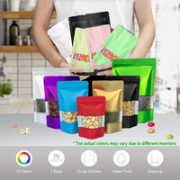 Sachet Mylar anti-odeur de qualité alimentaire, pochette verticale violette refermable pour emballage de snacks, noix et chocolat avec fenêtre