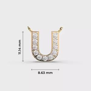 Pendentifs et breloques unisexes en or plaqué avec lettre 'U', bijoux fins, diamant Moissanite VVS adapté aux enfants, idéal pour les fêtes - Product Image 2