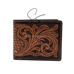 Nueva Cartera de Cuero Genuino para Hombre, Cierre Abierto, Cartera de Cuero Bifold Tallada a Mano, Estilo Vintage Rústico Vaquero, Porta Tarjetas y Efectivo, Personalizable - Product Image 2