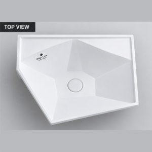 Lavabo mural moderne en céramique, forme pentagone, capacité 9L, montage monotrou, pour salle de bain d'hôpital, garantie 2 ans - Product Image 6