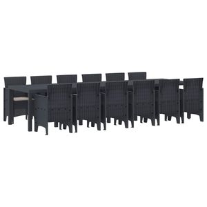 Ensemble de salle à manger de jardin en rotin synthétique anthracite 13 pièces - Product Image 2