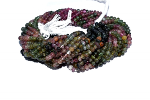 Multi <b>Tourmaline</b> Smooth Rondelle Bead 4-5mm <b>Tourmaline</b> Rondelle Beads For Jewelry Making - Product Image 2