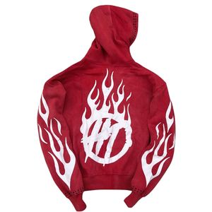 เสื้อฮู้ดดี้ผู้ชายสไตล์วินเทจทรงโอเวอร์ไซส์ ล้างสีแบบแอซิด ซิปหน้า ผ้าฝ้ายออร์แกนิค 100% สกรีนลาย สตรีทแวร์ รับผลิตแบบ OEM ODM ตามสั่ง - Product Image 3