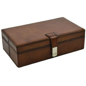Designer Leather Storage Box with Soft Interior Lining for Luxury <b>Watch</b> Jewelry and Coin Collection - Product Image 1