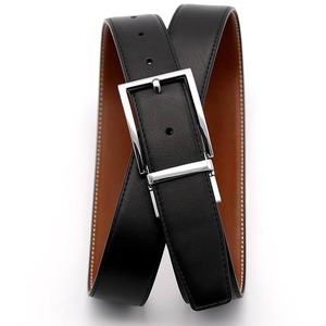 Ceinture classique pour homme en cuir noir avec boucle à ardillon marron, ceinture de bonne qualité et confortable pour homme - Product Image 5