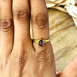 Trendy Design Amethyst <b>Rings</b> <b>Dainty</b> Brass <b>Ring</b> For Women 18k Gold Plated Tribal Geometric <b>Ring</b> for Wholesale/OEM/ODM - Product Image 6
