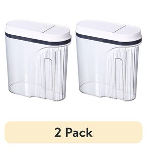 Paquete de 2 Recipientes Herméticos para Cereales de 19 Tazas, Libres de BPA, con Asa de Fácil Agarre, Tapa de un Solo Toque, Cuadrados, 2L, Organizador de Cocina y Despensa - Product Image 1