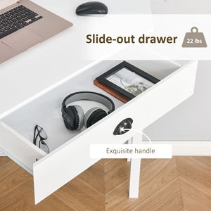 <b>White</b> Durable MDF Home Office Corner Desk <b>Small</b> Computer <b>Table</b> with Drawer and Storage Shelves PC Desk - Product Image 6