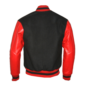 Veste universitaire classique en mélange de laine avec manches en cuir, unisexe, style rétro, col montant, couleur unie, décontractée, streetwear, manteau d'hiver - Product Image 2