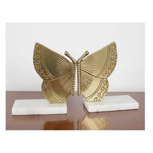 Serre-livres papillon modernes en aluminium poli doré, base antidérapante en feutre, robustes, 17 cm, pour livres, dossiers, magazines - Product Image 2