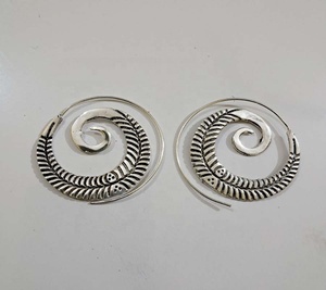 Women's Trendy Bohemian Loop Hoop Earrings Ethnic Brass With Pearl and Diamond Gorgeous Ethnic Style GC-ER-439 for Gifting - Product Image 1