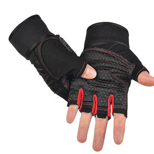 <b>Half</b> Finger Weight Lifting Gloves Unisex Black Nylon Non <b>Slip</b> Breathable Outdoor Sports Training Gloves Hook And Loop Closure - Product Image 4