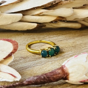Bague Bohème Tendance à Trois Pierres, Anneaux Minimalistes en Laiton Plaqué Or 18 carats pour Femme, Bande Délicate en Topaze de Londres, Vente en Gros/OEM/ODM - Product Image 6