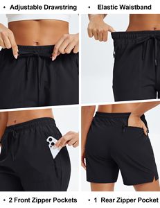 Shorts de sport décontractés pour femmes, légers, respirants, multi-poches, à séchage rapide, pour la randonnée en plein air, l'été, les voyages - Product Image 5