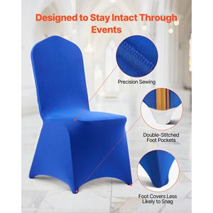 50 Fundas para Sillas de Poliéster y Elastano Azul Rey, Fundas Elásticas para Sillas de 20.08 x 17.72 x 37.4 Pulgadas para Bodas - Product Image 6