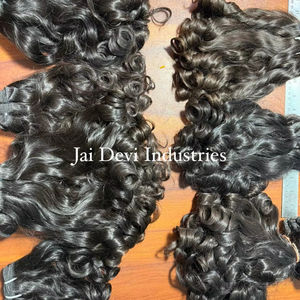 ผมอินเดียแท้แบบม้วนเป็นลอนสำหรับต่อผม แบบไม่ผ่านกระบวนการ 100% เรียงเกล็ดผมอย่างดี จัดส่งรวดเร็ว - Product Image 1
