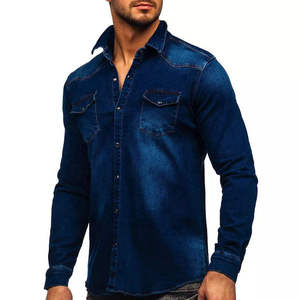 Professional Custom Men Denim Shirt Long Sleeve Breathable High Grade Cotton Blend Casual Slim Fit Streetwear OEM Customized - Product Image 2