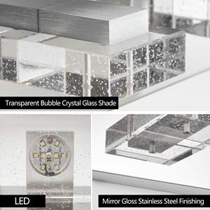 6-Light Modern Chrome LED <b>Vanity</b> Light 38\" Square Acrylic Lampshades Wall Mount Fixture with <b>Mirror</b> Lighting for Bathroom - Product Image 4