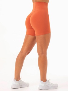 Women's Comfortable Breathable <b>High</b> <b>Waist</b> Gym Yoga <b>Shorts</b> Tummy Control Stretchy Workout Custom Logo Solid Pattern Wholesale - Product Image 4