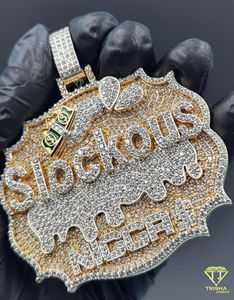 Pendentif de luxe personnalisé en argent sterling 925, serti de diamants VVS cultivés en laboratoire, avec nom, bijou scintillant - Product Image 4