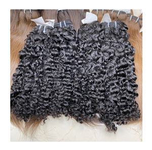 Pelo humano indio de Grado Superior 12A sin procesar al por mayor, máquina alineada de cutícula virgen natural, doble trama, ONDA DE AGUA rizada - Product Image 1