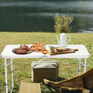 Table pliante multifonctionnelle portable de 4 pieds, 120 x 60 x 70 cm, blanche, pour usages multiples - Product Image 2