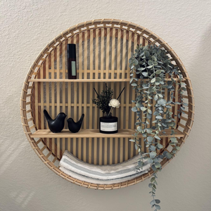 Handcrafted <b>Round</b> Bamboo <b>Wall</b> <b>Shelf</b> Natural Storage Display for Hotel Spa Restaurant Bedroom Decoration Wholesale - Product Image 3