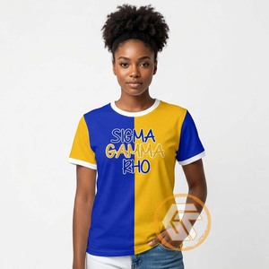 เสื้อยืดชมรมหญิงซิกมาแกมมาโร ขายส่ง ผ้าฝ้ายเจอร์ซีย์ 100% ระบายอากาศได้ดี แห้งเร็ว เหมาะสำหรับฤดูร้อน เสื้อผ้าสไตล์กรีก - Product Image 2