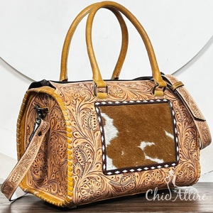 Bolsa de Viaje Grande de Cuero Repujado a Mano, Lista para Enviar, Precio al por Mayor, para Mujer, Bolsa de Cuero Vacuno, Bolsa de Viaje Tipo Duffel, Bolsa Cruzada de Diseñador - Product Image 1