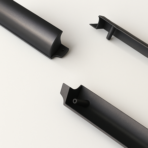 Factory Price Zinc Alloy Matte <b>Black</b> <b>Edge</b> Pull Handle Modern Minimalist Style for Kitchen Cabinet Bedroom Bathroom Furniture - Product Image 6