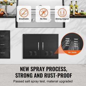 Porta di accesso per cucina da esterno e barbecue 30W x 21H pollici con maniglie verticali a muro, piastra refrigerante a incasso e doppio accesso per lo stoccaggio - Product Image 3